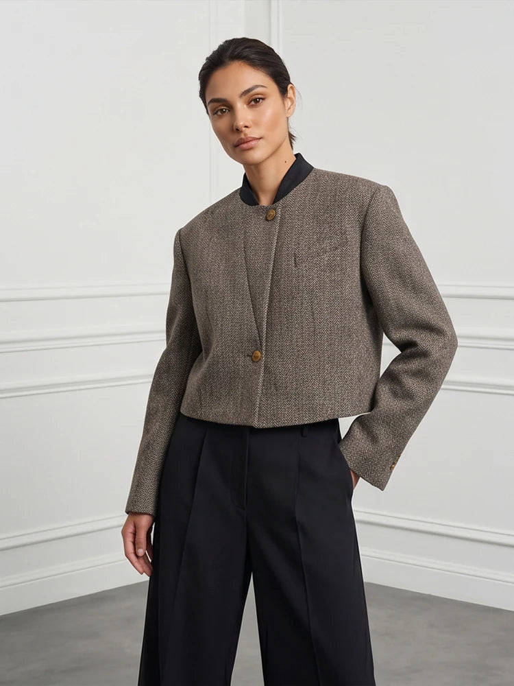 The Contrast-Trim Tweed Blazer