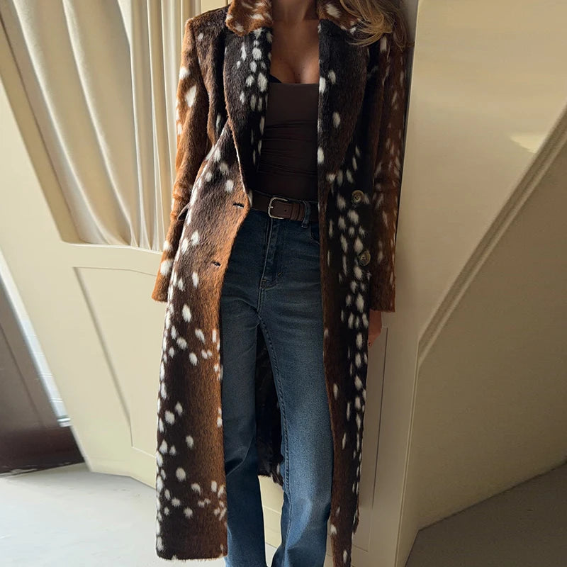 The Deer-Print Cruelty-Free Fur Coat