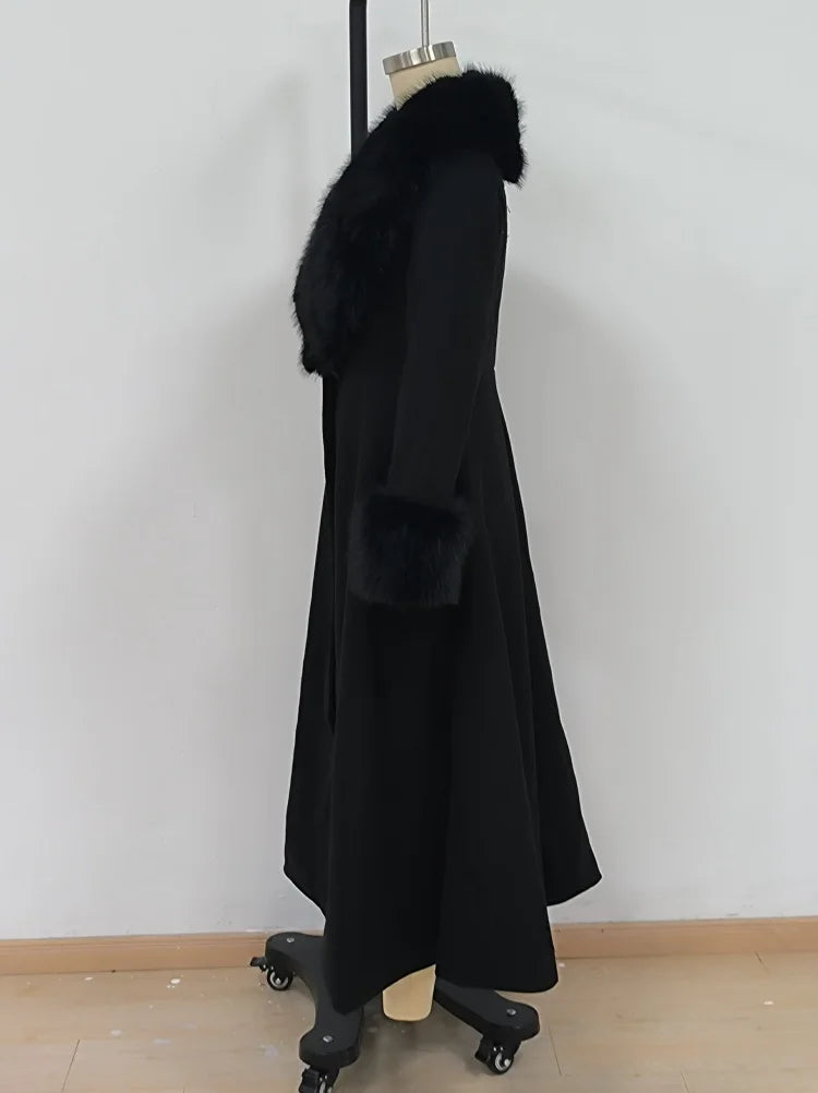 The Cruelty-Free Fur Trim Flared Coat