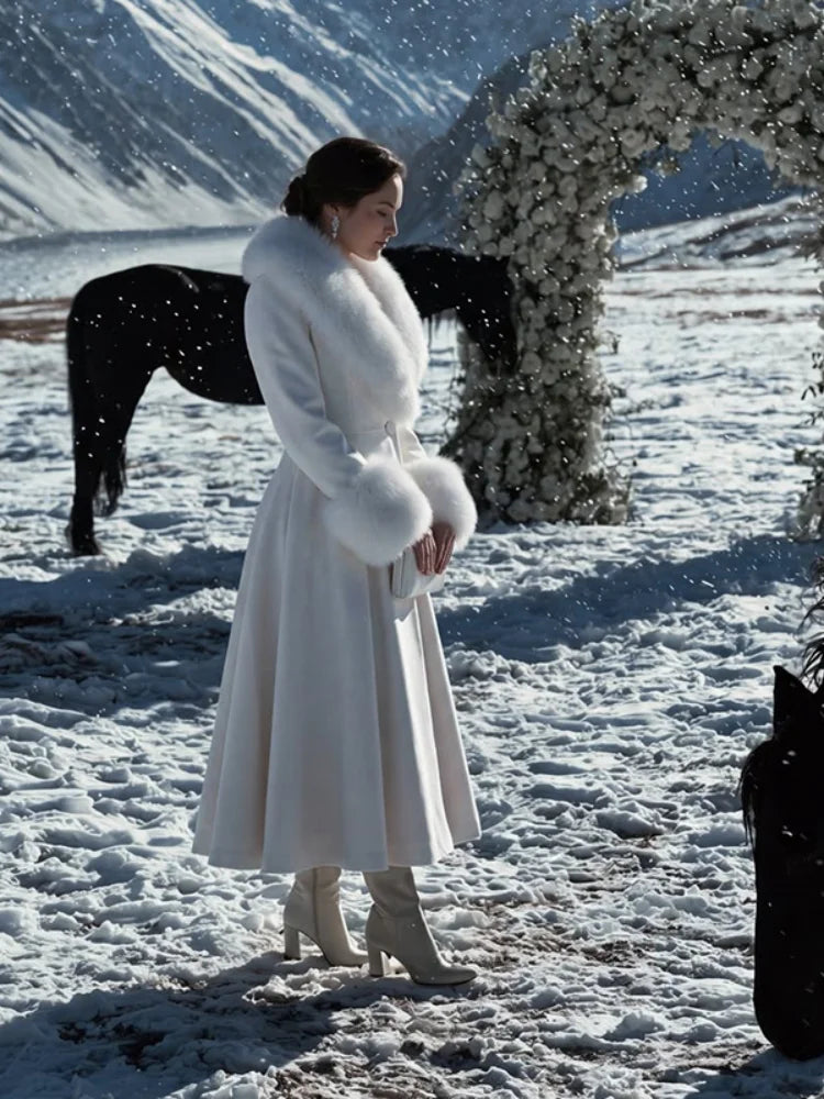 The Cruelty-Free Fur Trim Flared Coat