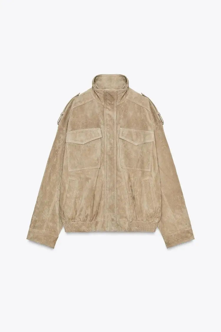 The Stand-Collar Suede-Touch Jacket