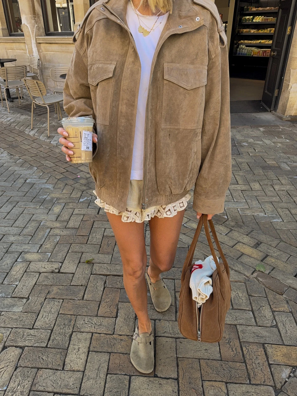 The Stand-Collar Suede-Touch Jacket