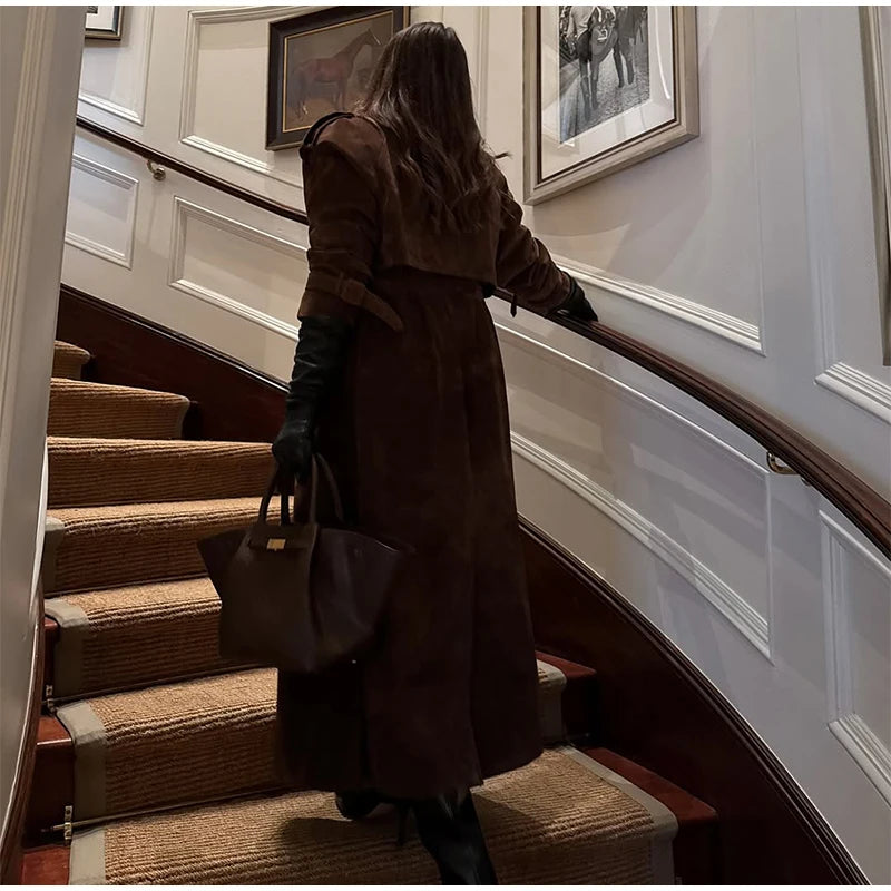 The Long Cruelty-Free Suede Overcoat