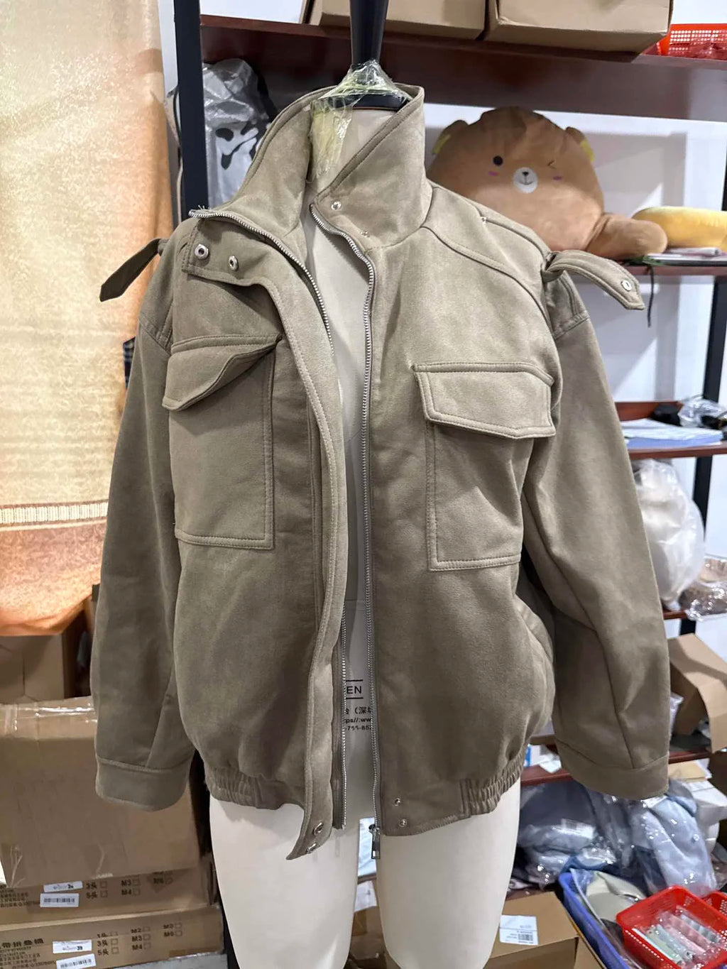 The Stand-Collar Suede-Touch Jacket