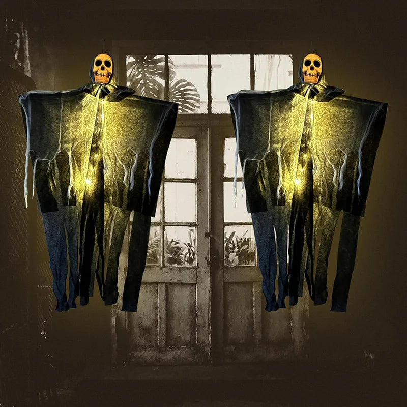 Hanging Skull Ghost Decoration — Lighted or Unlit