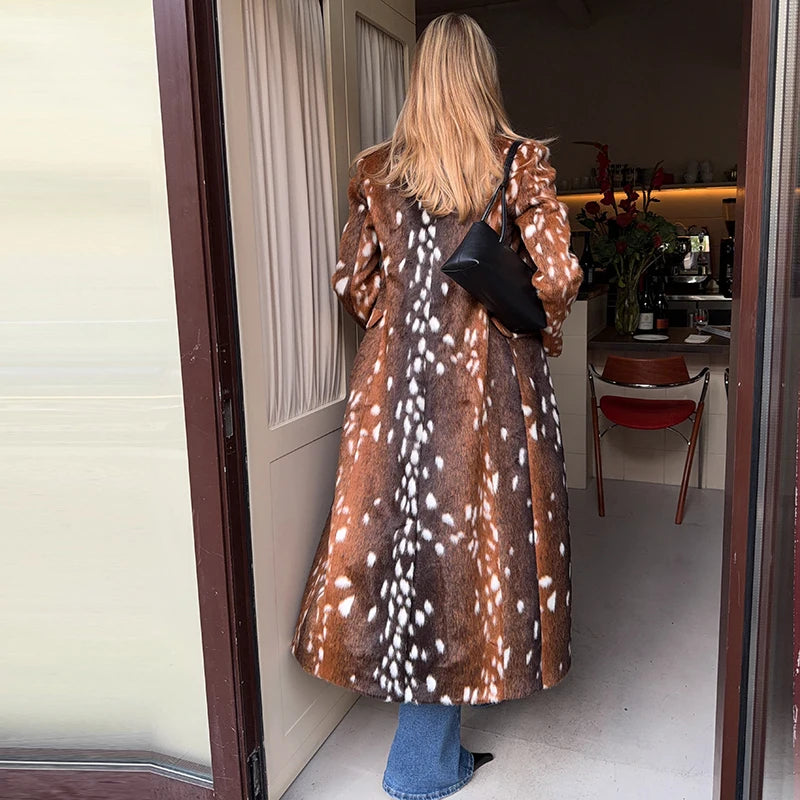 The Deer-Print Cruelty-Free Fur Coat
