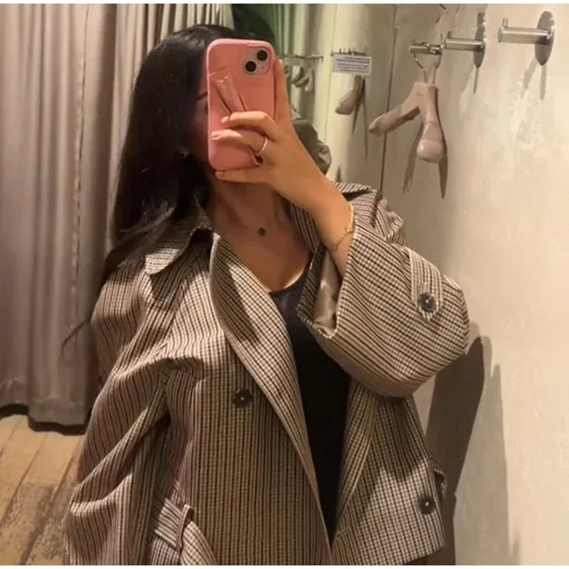 The Plaid Belted Short Trench