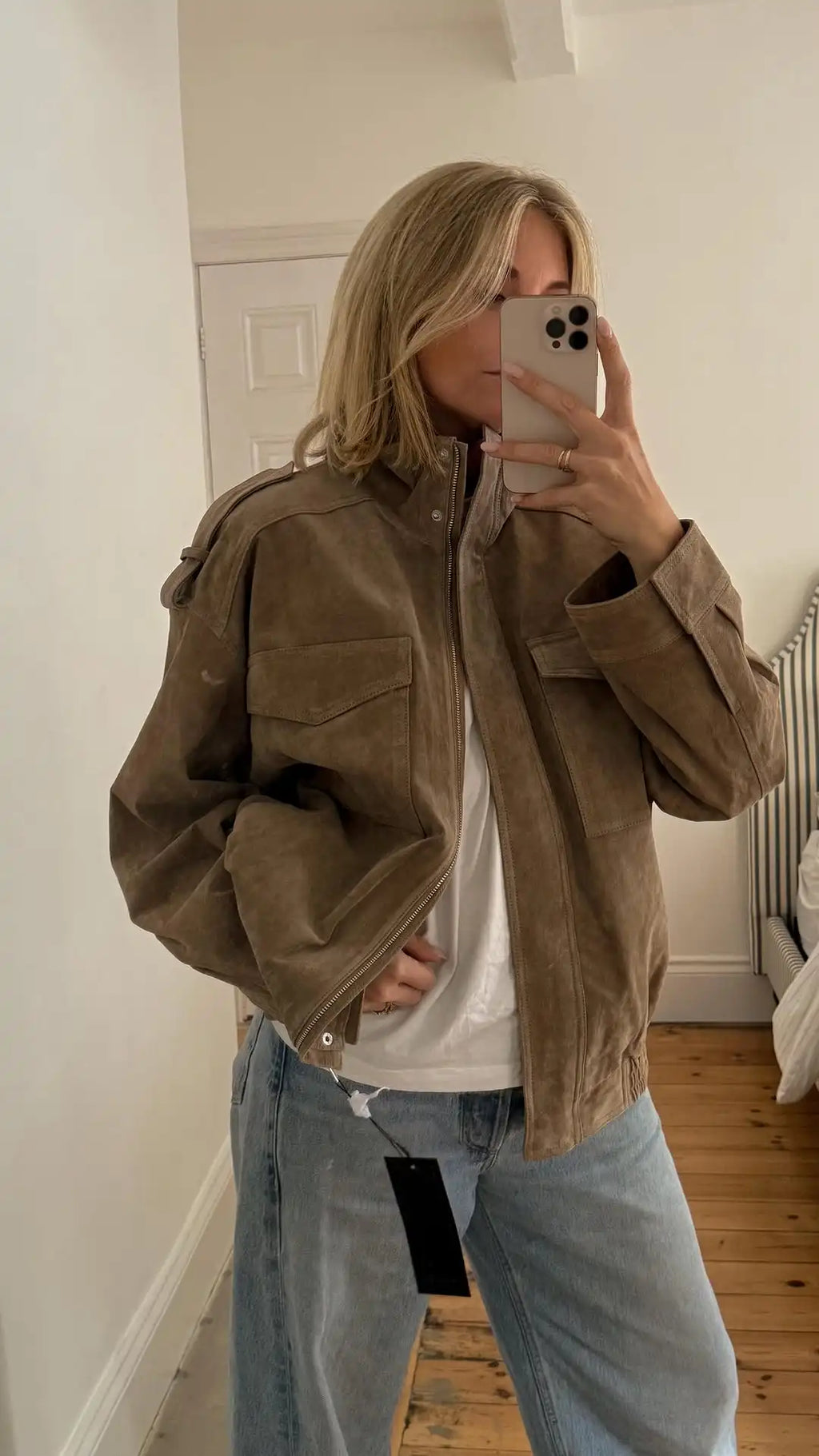 The Stand-Collar Suede-Touch Jacket
