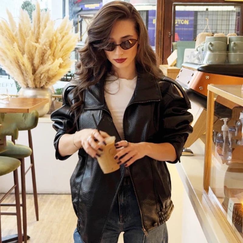 The Cropped Cruelty-Free Leather Bomber