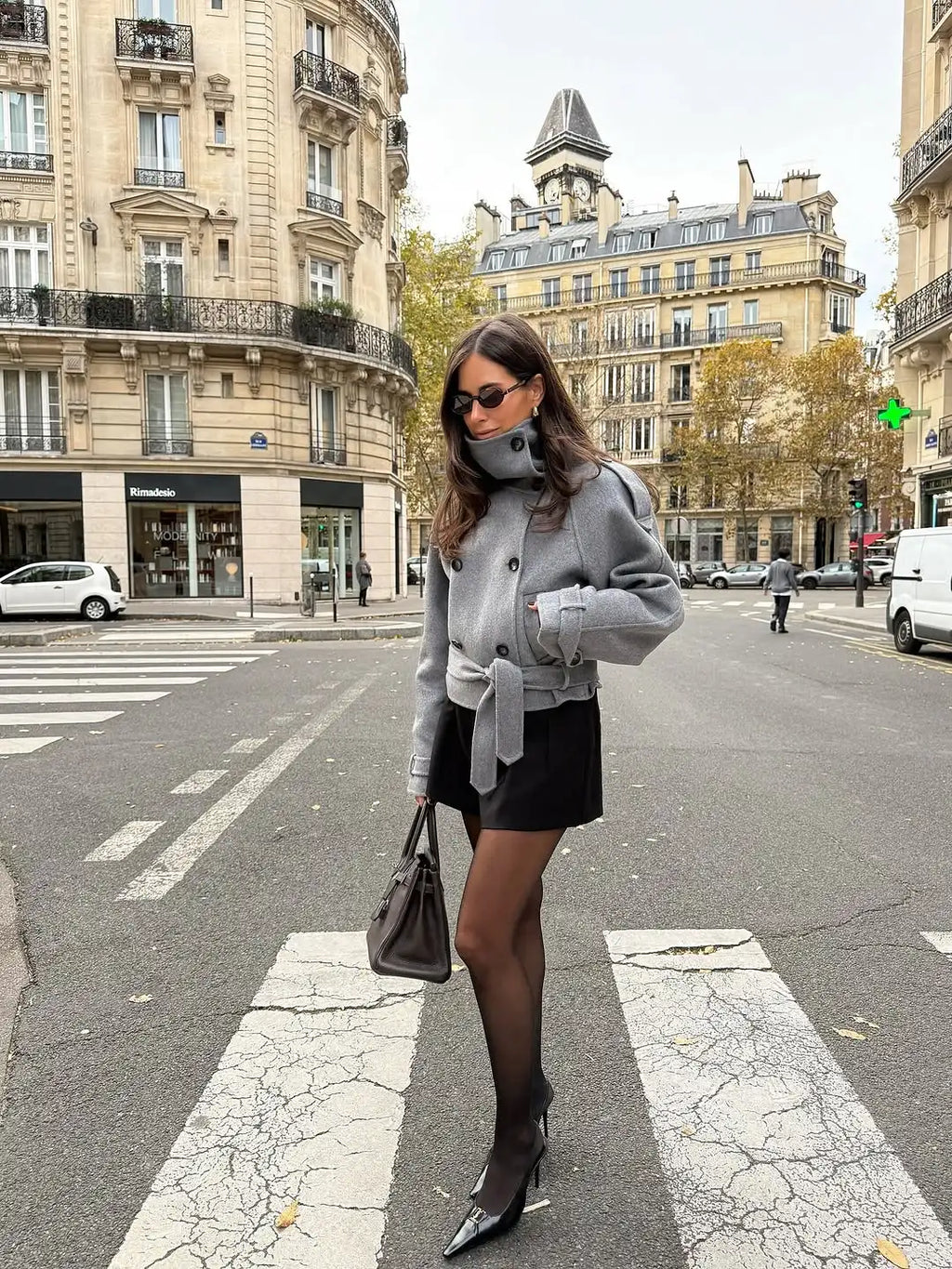 The High-Collar Lace-Up Overcoat