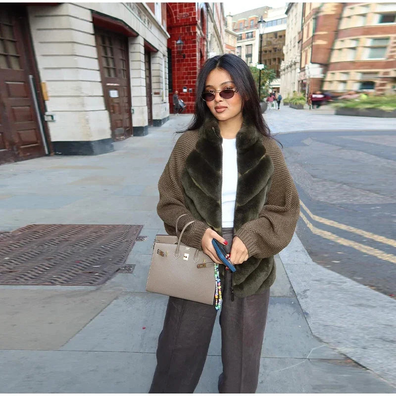 The Cruelty-Free Fur Panel Zip Jacket