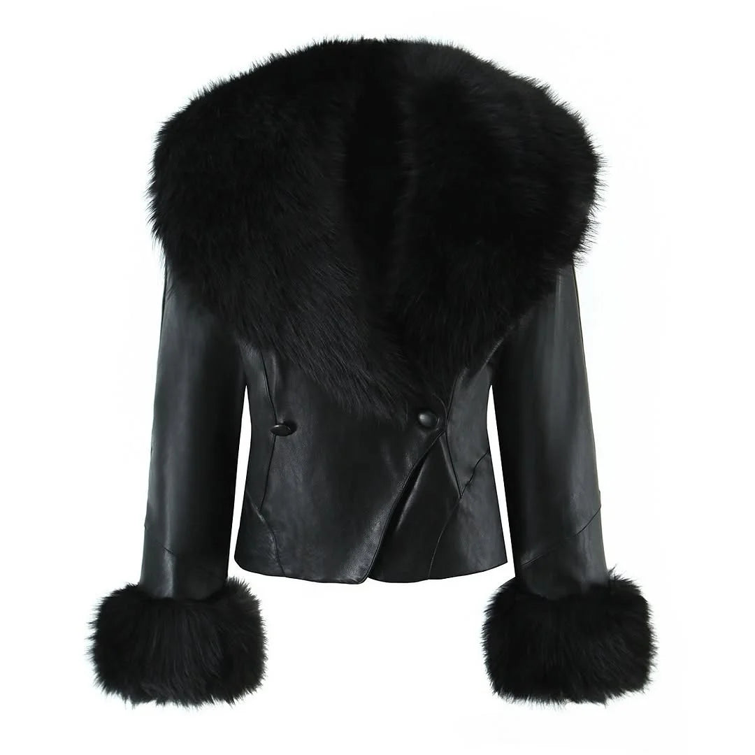 The Cruelty-Free Leather Jacket with Fur Collar