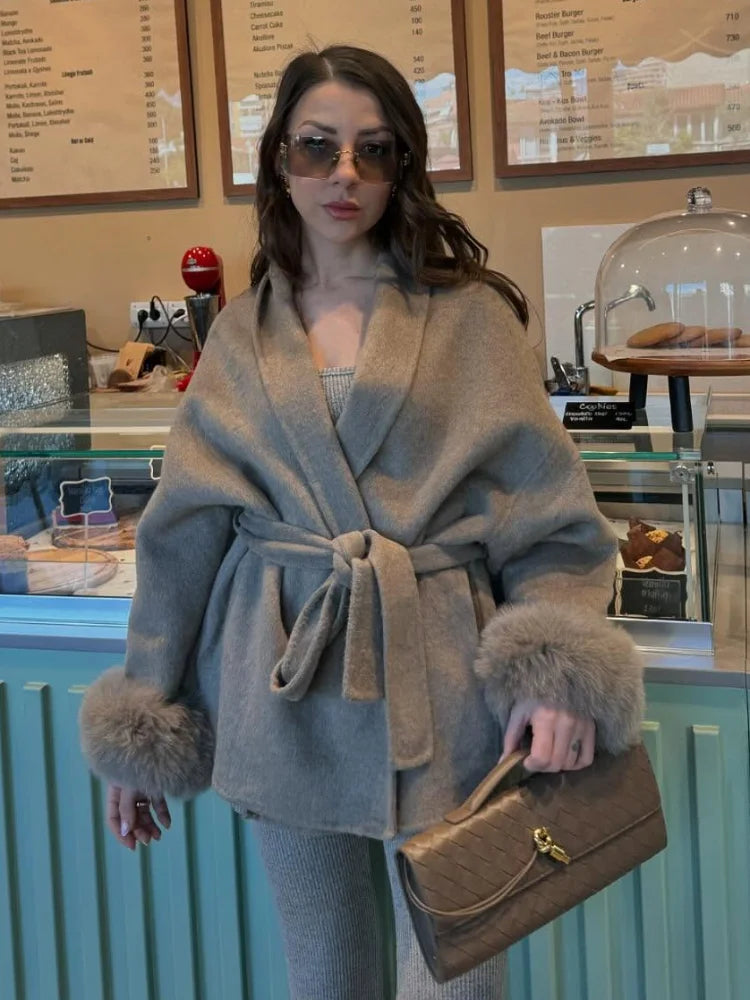 The Cruelty-Free Fur Cuff Wrap Coat