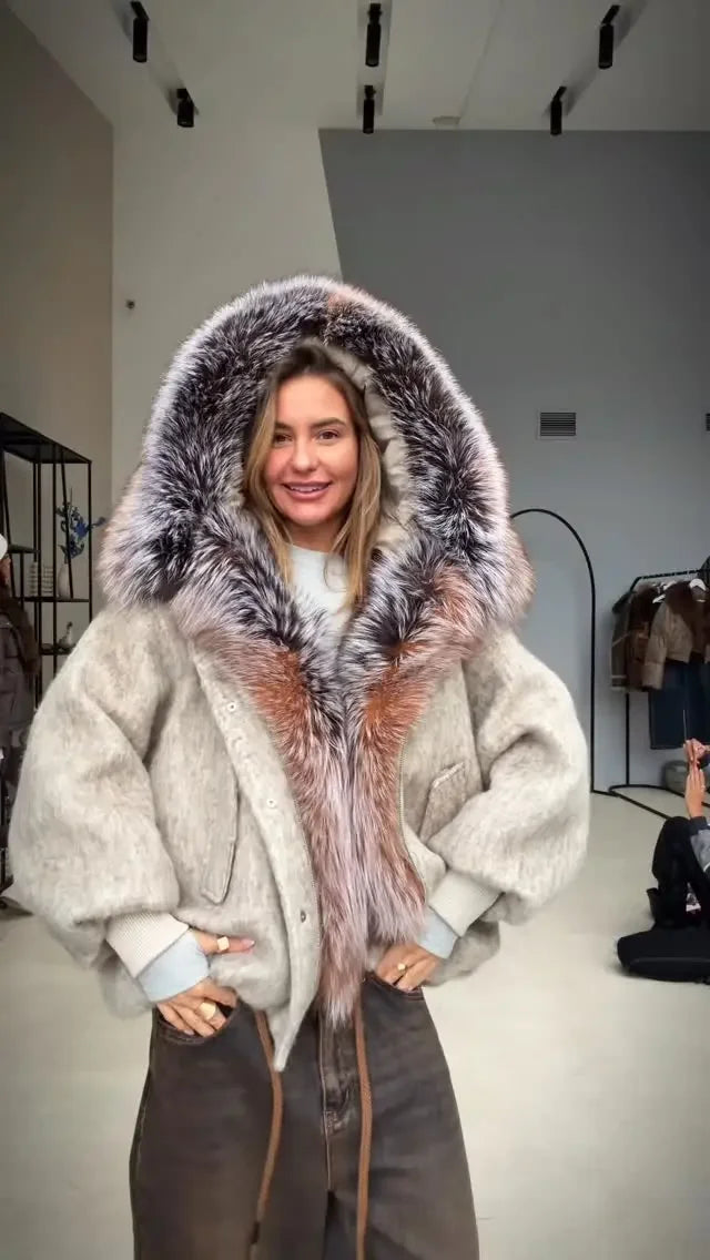 The Cruelty-Free Fur Trim Patchwork Coat