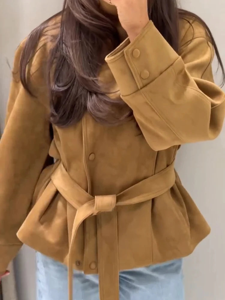 The Tie-Waist Cruelty-Free Suede Jacket