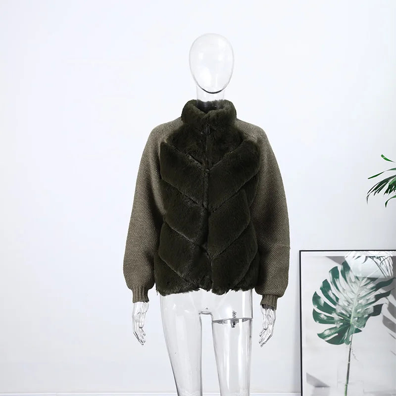 The Cruelty-Free Fur Panel Zip Jacket