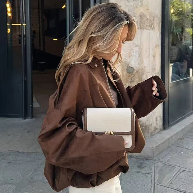 The Cruelty-Free Suede Cropped Bomber