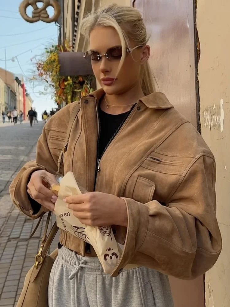 The Zip Cruelty-Free Suede Belted Jacket