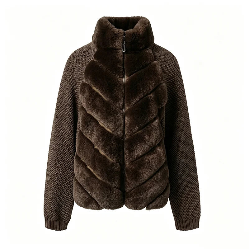 The Cruelty-Free Fur Panel Zip Jacket