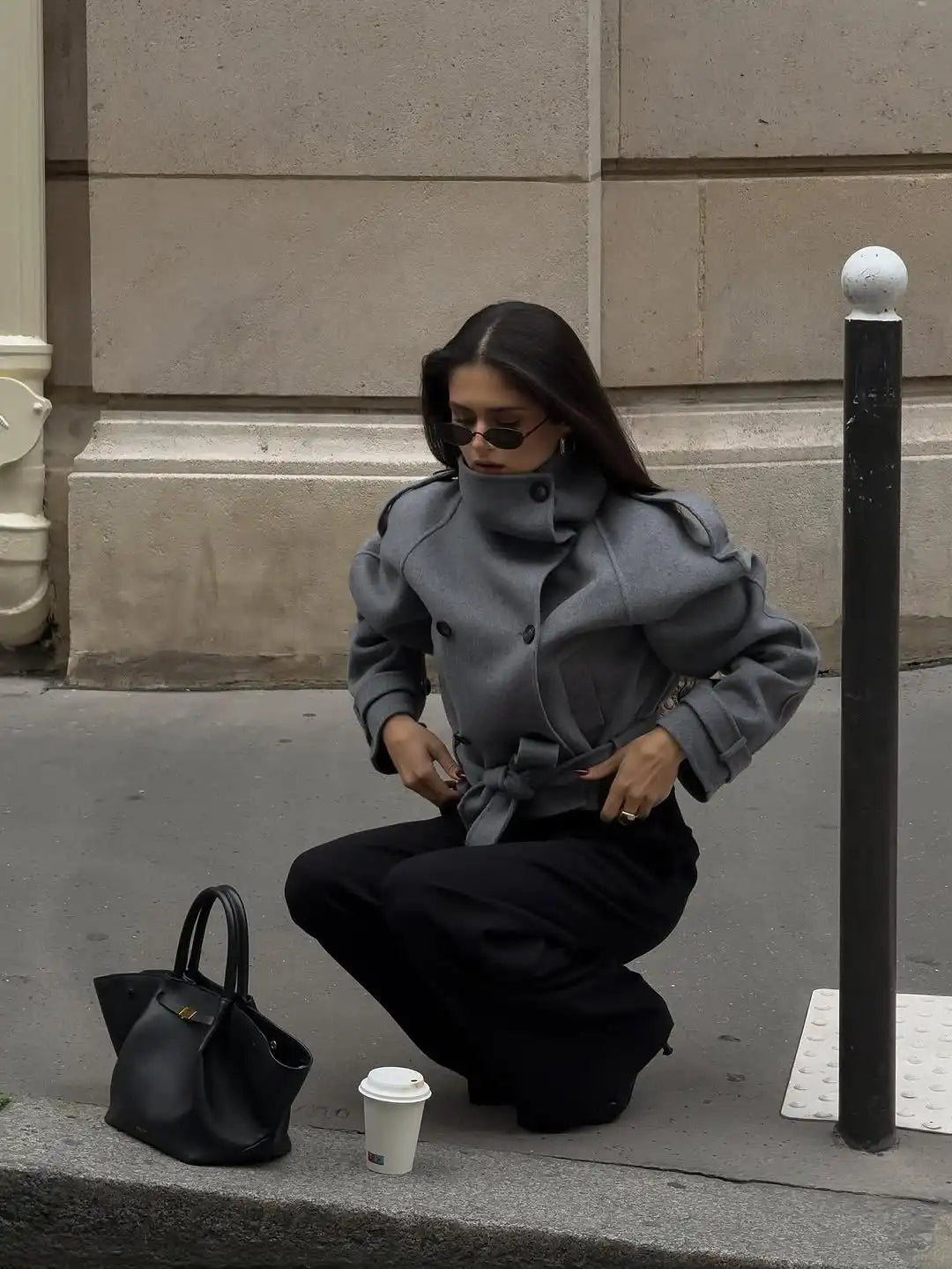 The High-Collar Lace-Up Overcoat