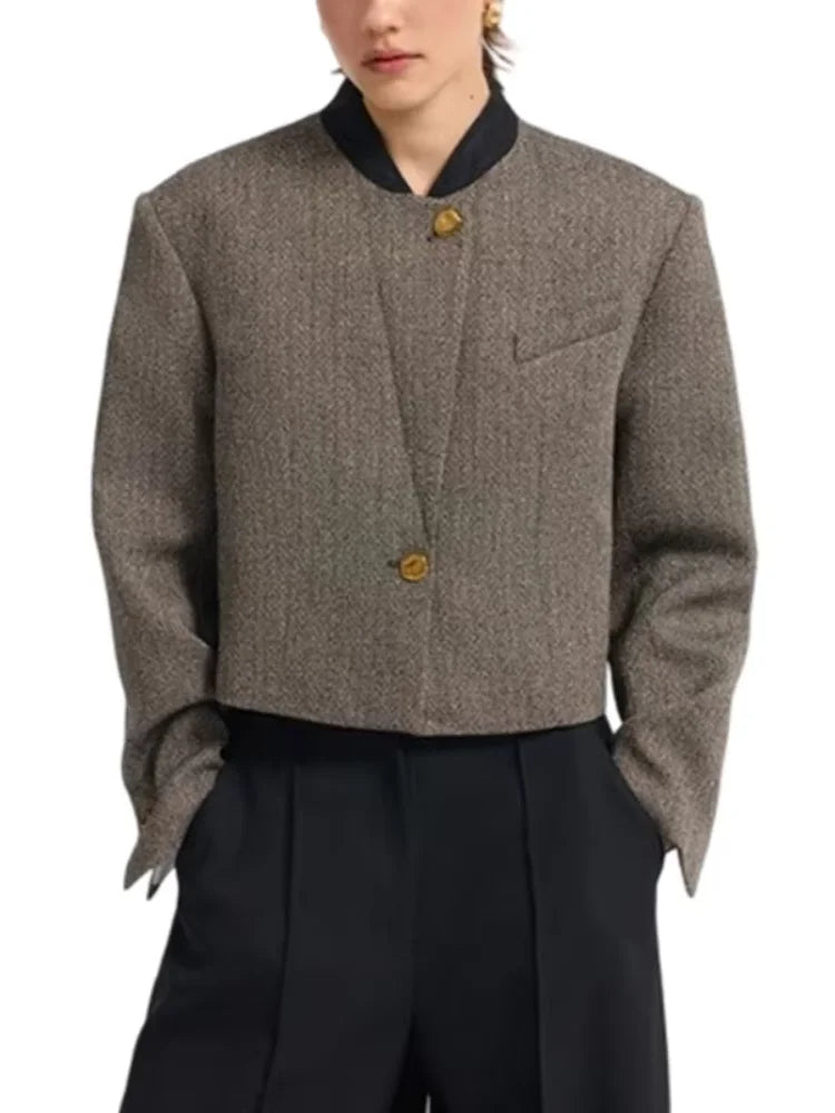 The Contrast-Trim Tweed Blazer