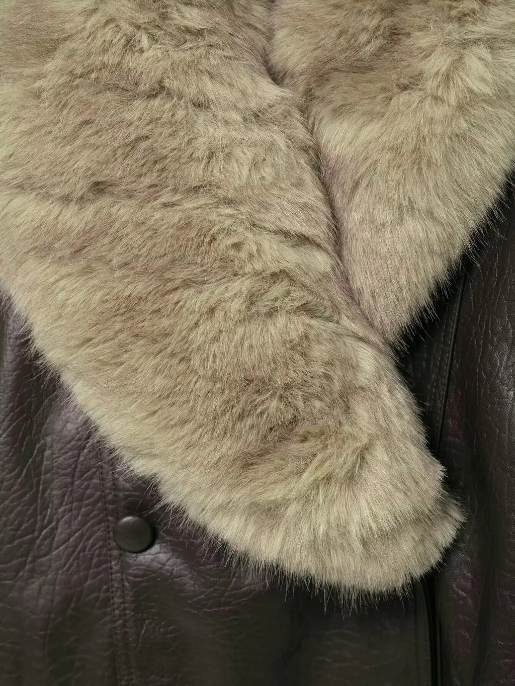 The Cruelty-Free Leather Coat with Fur Collar