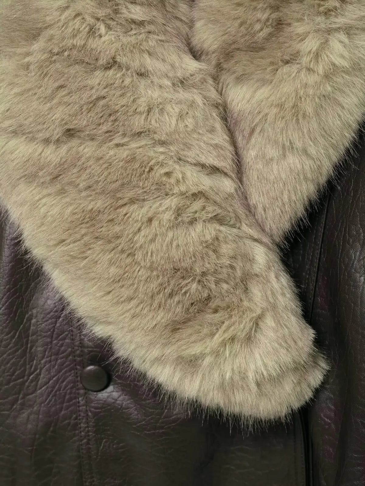 The Cruelty-Free Leather Coat with Fur Collar
