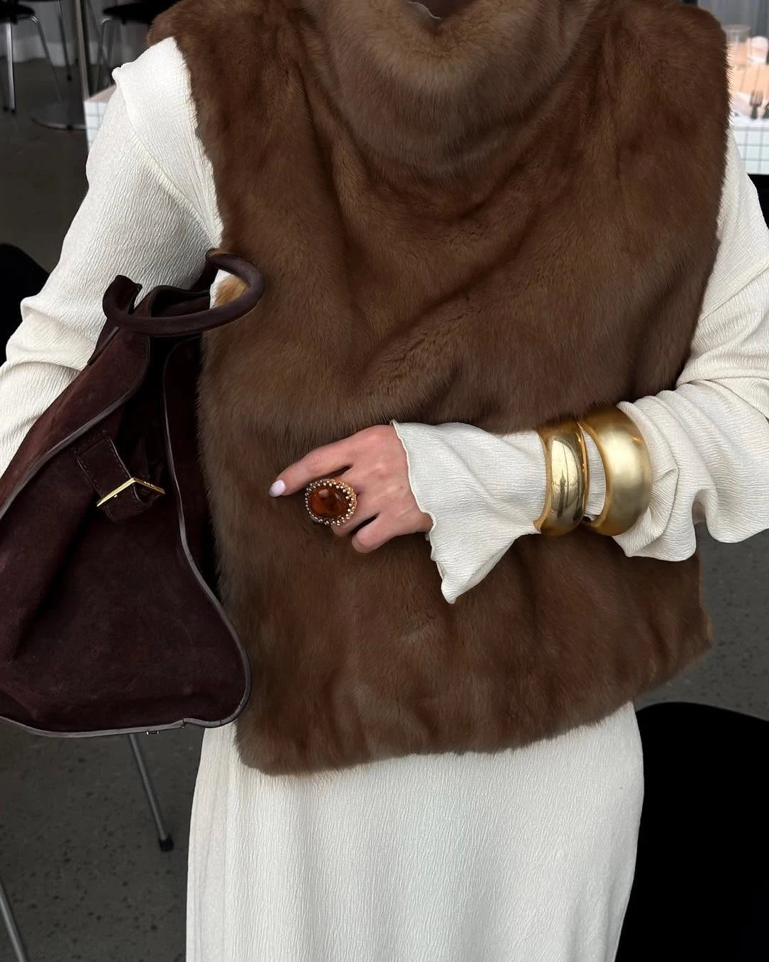 The Lace-Up Long Cruelty-Free Fur Coat