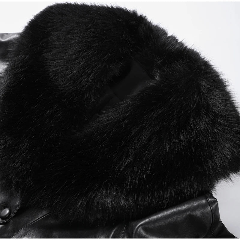 The Cruelty-Free Leather Jacket with Fur Collar