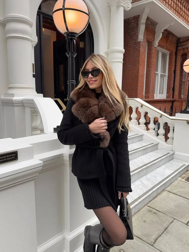 The Belted Cruelty-Free Fur Shawl Coat