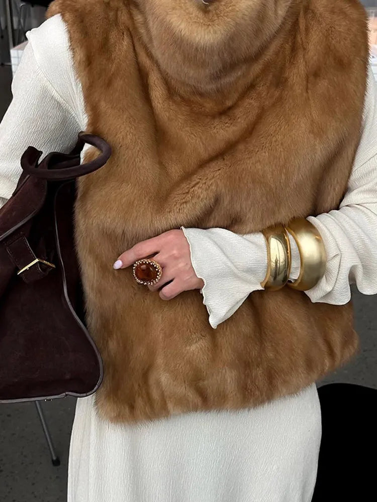 The Lace-Up Long Cruelty-Free Fur Coat