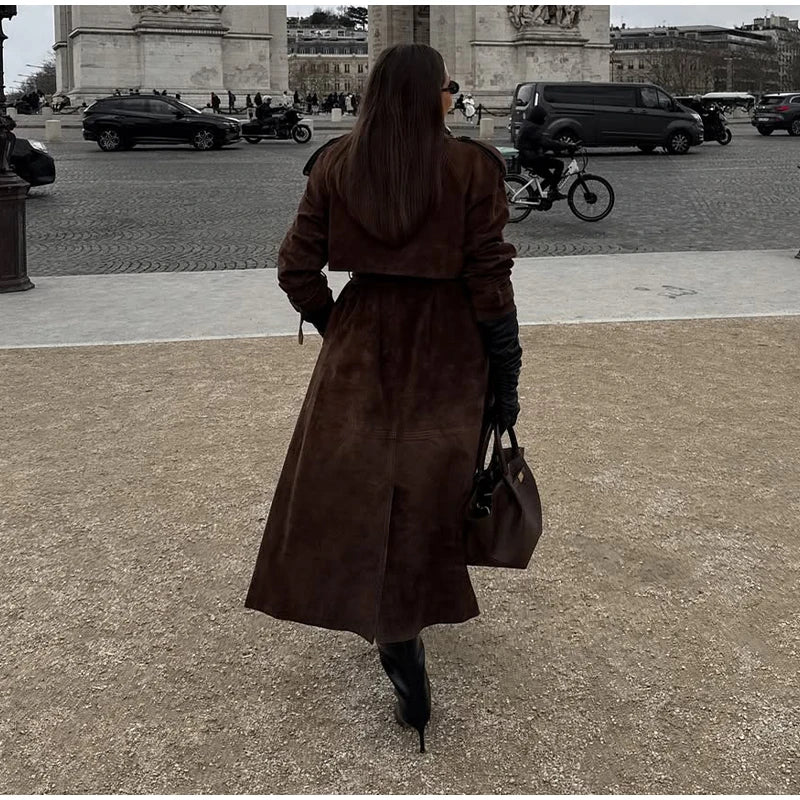 The Long Cruelty-Free Suede Overcoat