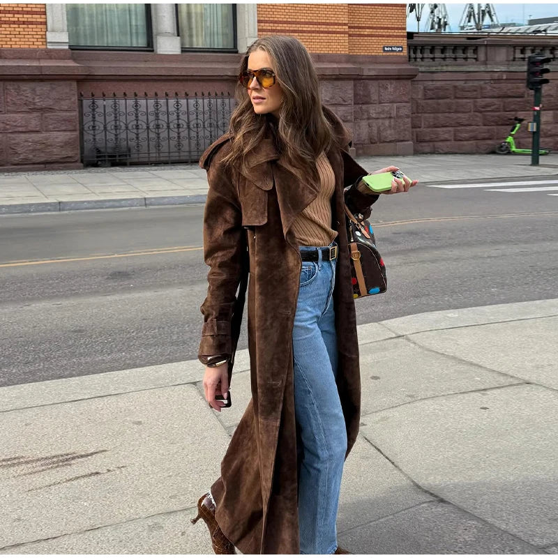 The Long Cruelty-Free Suede Overcoat
