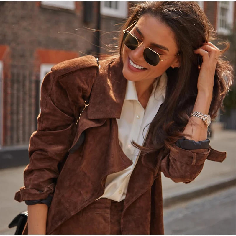 The Long Cruelty-Free Suede Overcoat