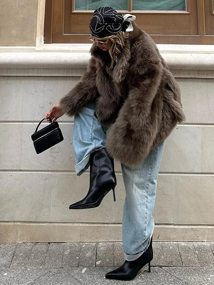 The Lace-Up Long Cruelty-Free Fur Coat