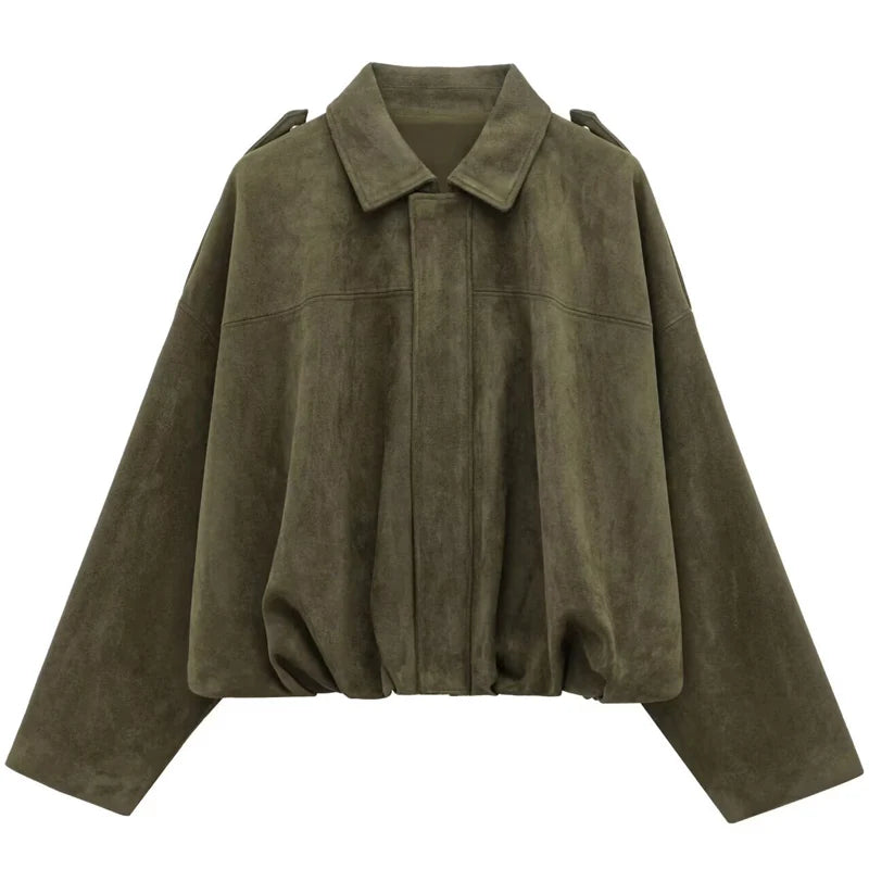 The Cruelty-Free Suede Cropped Bomber