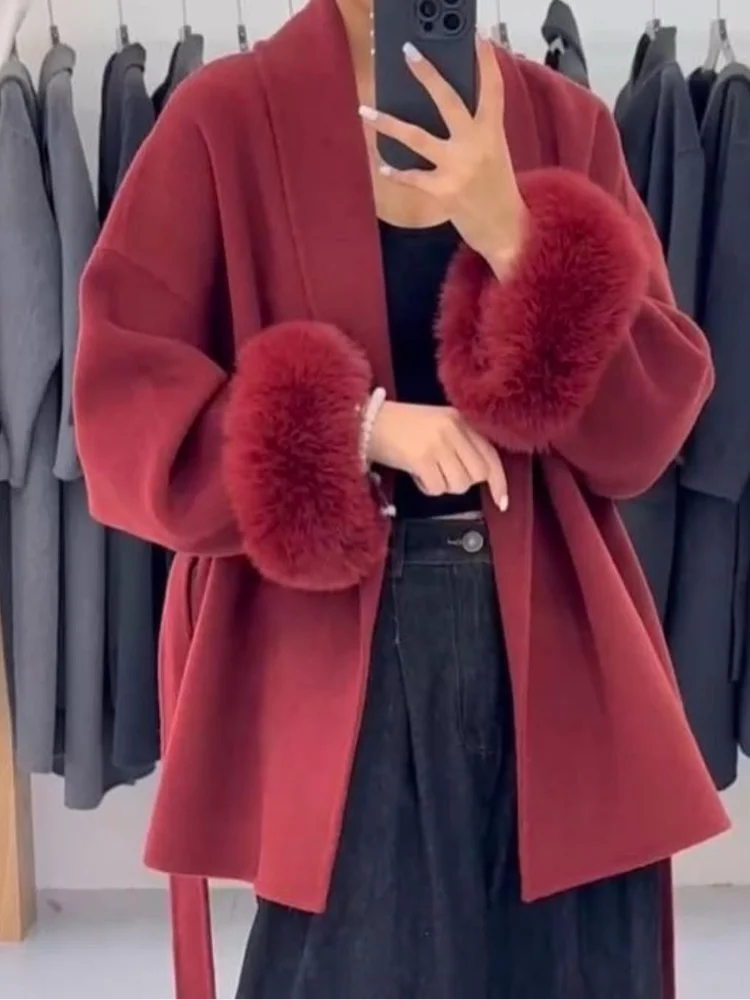 The Cruelty-Free Fur Cuff Wrap Coat