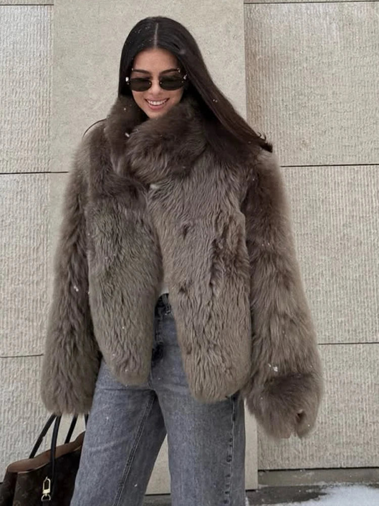 The Lace-Up Long Cruelty-Free Fur Coat