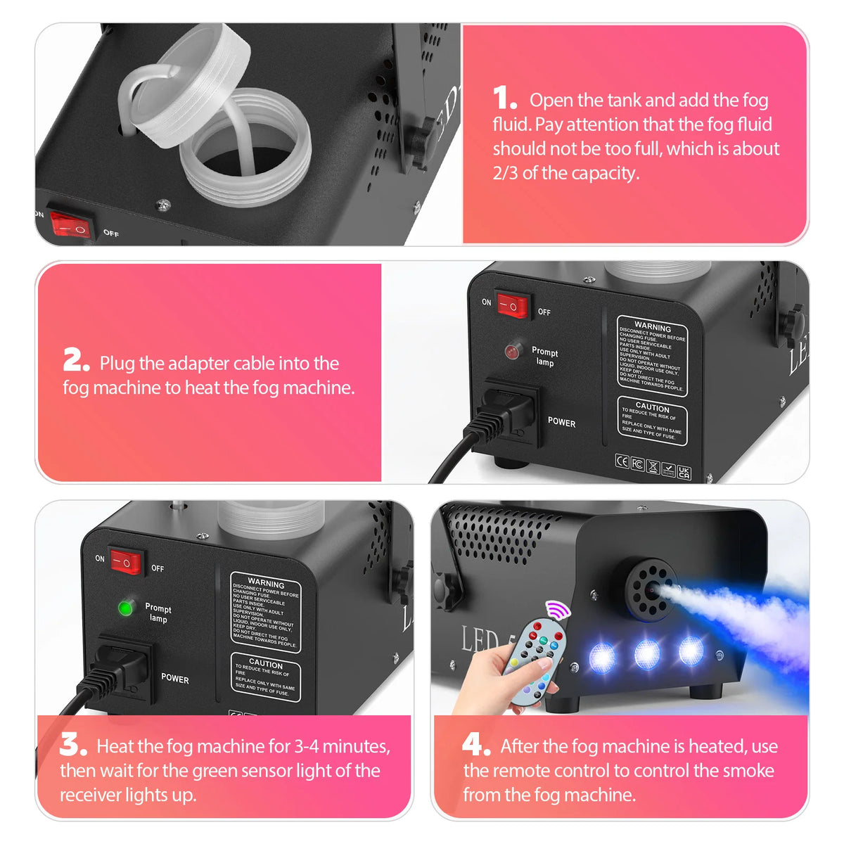 500W RGB Fog Machine with Remote Control