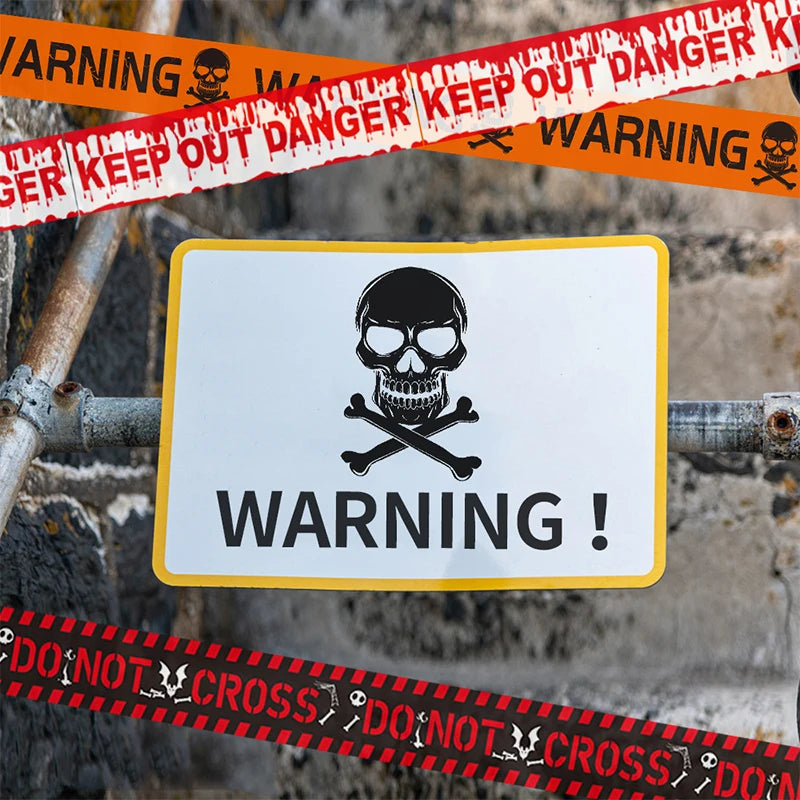Skull Warning Tape Halloween Decoration