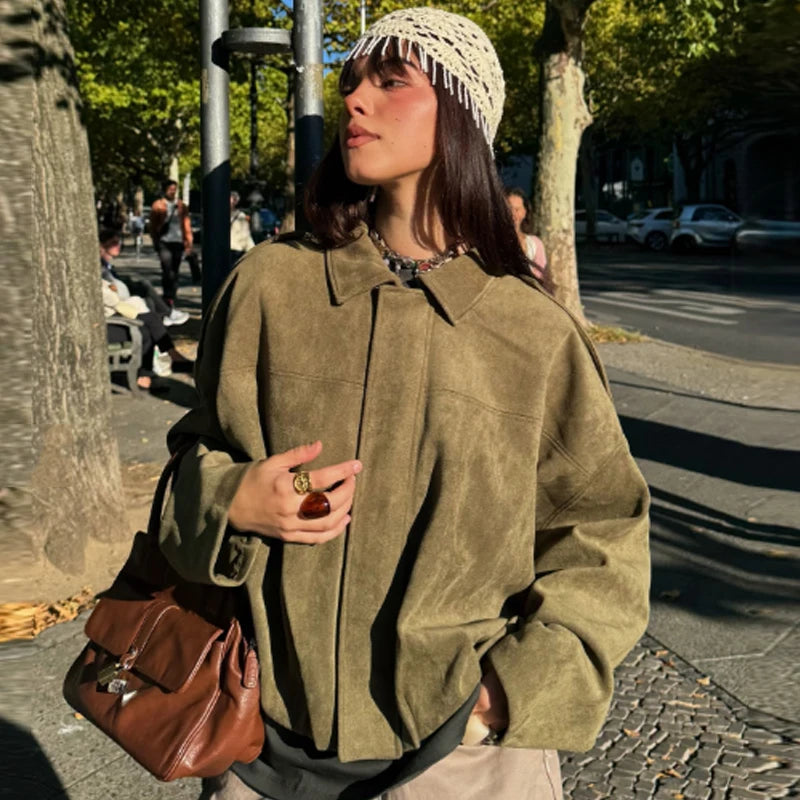The Cruelty-Free Suede Cropped Bomber