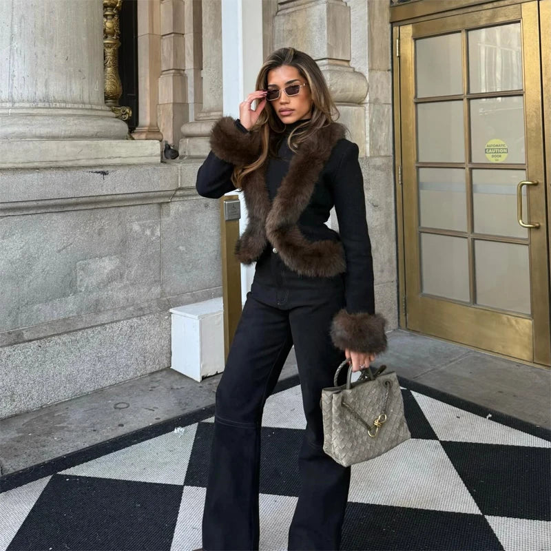 The Cruelty-Free Leather Jacket with Fur Collar