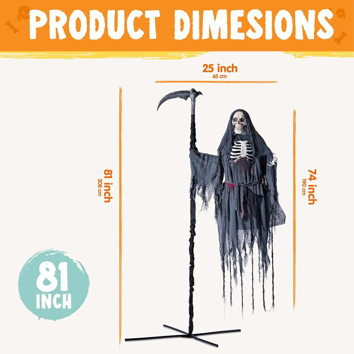 6 ft Animated Flying Grim Reaper with Light & Sound