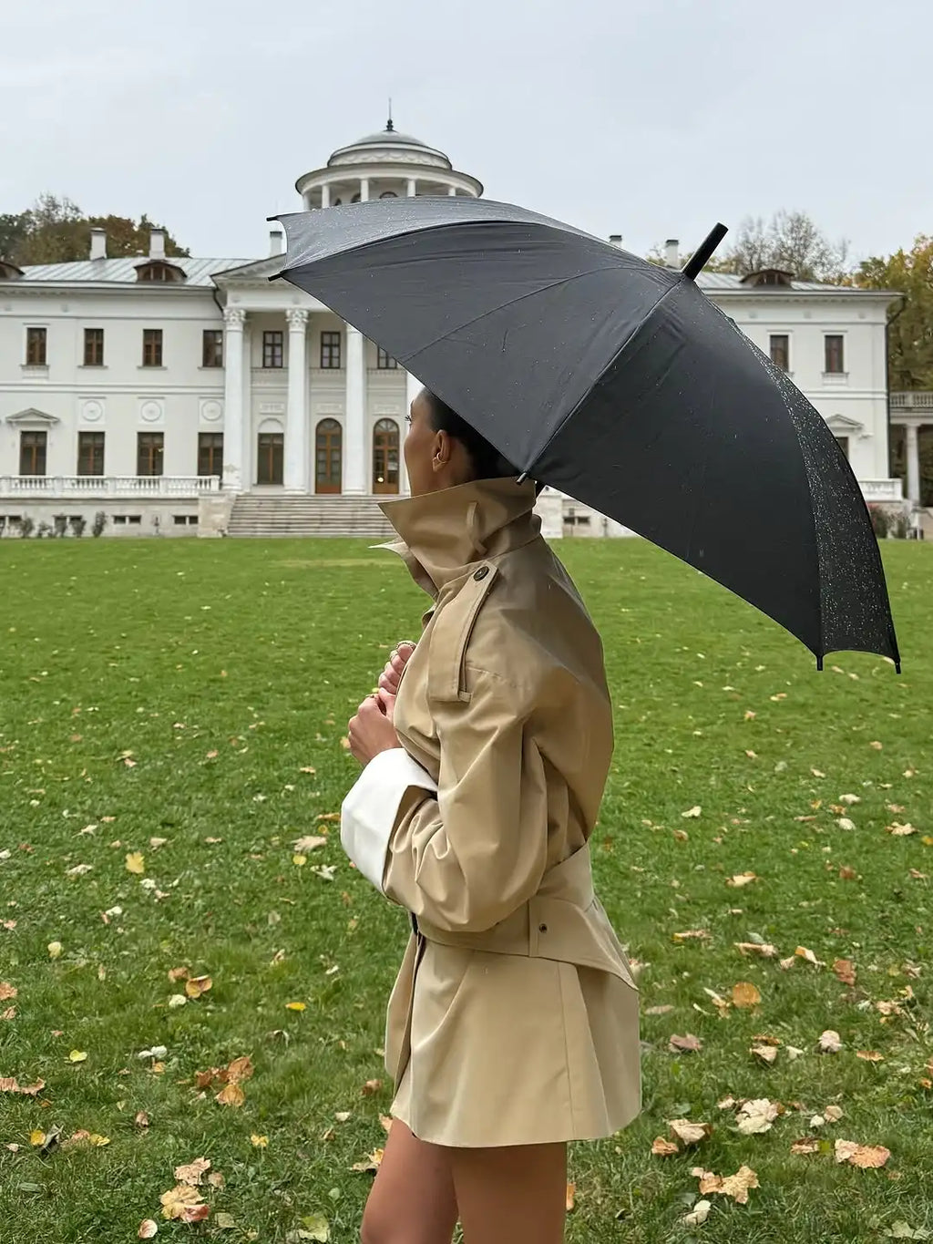 The Stand-Collar Contrast-Cuff Trench