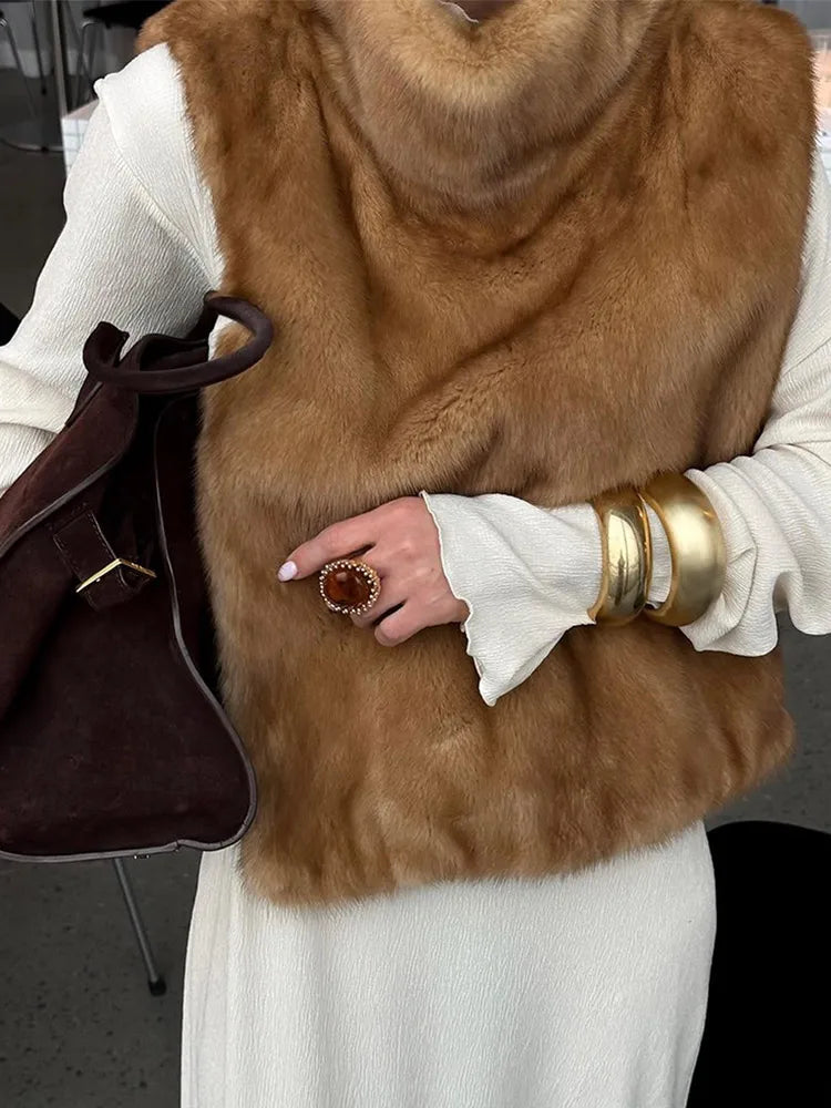 The Lace-Up Long Cruelty-Free Fur Coat