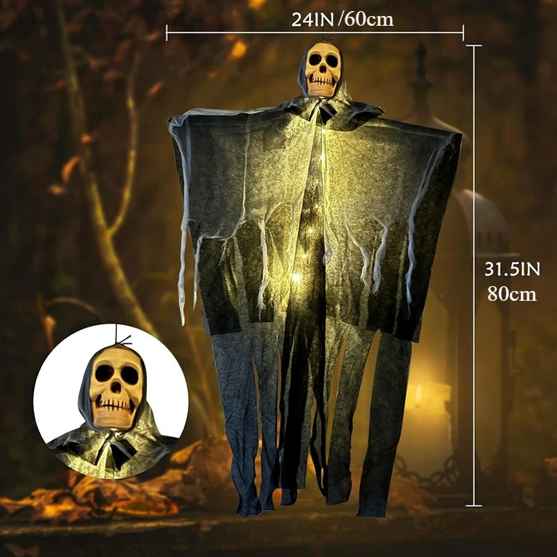 Hanging Skull Ghost Decoration — Lighted or Unlit