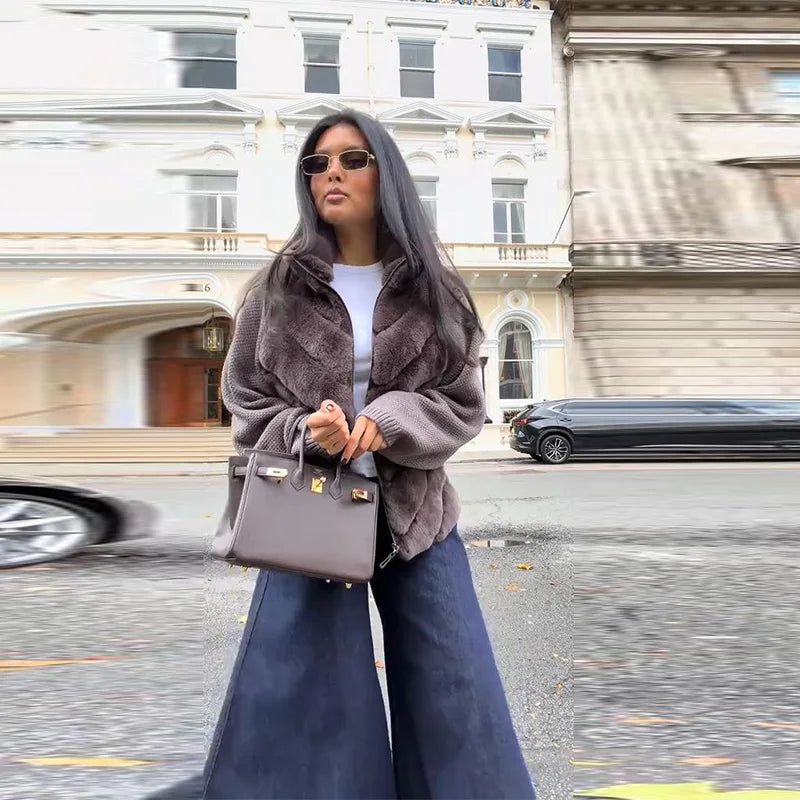 The Cruelty-Free Fur Panel Zip Jacket