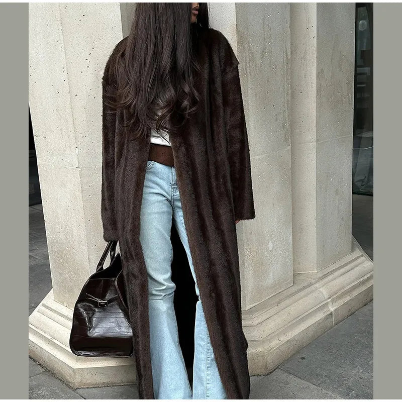 The Long Brown Cruelty-Free Fur Coat