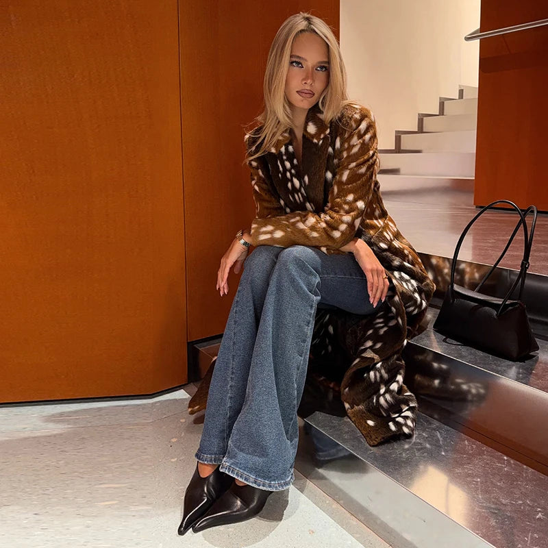 The Deer-Print Cruelty-Free Fur Coat