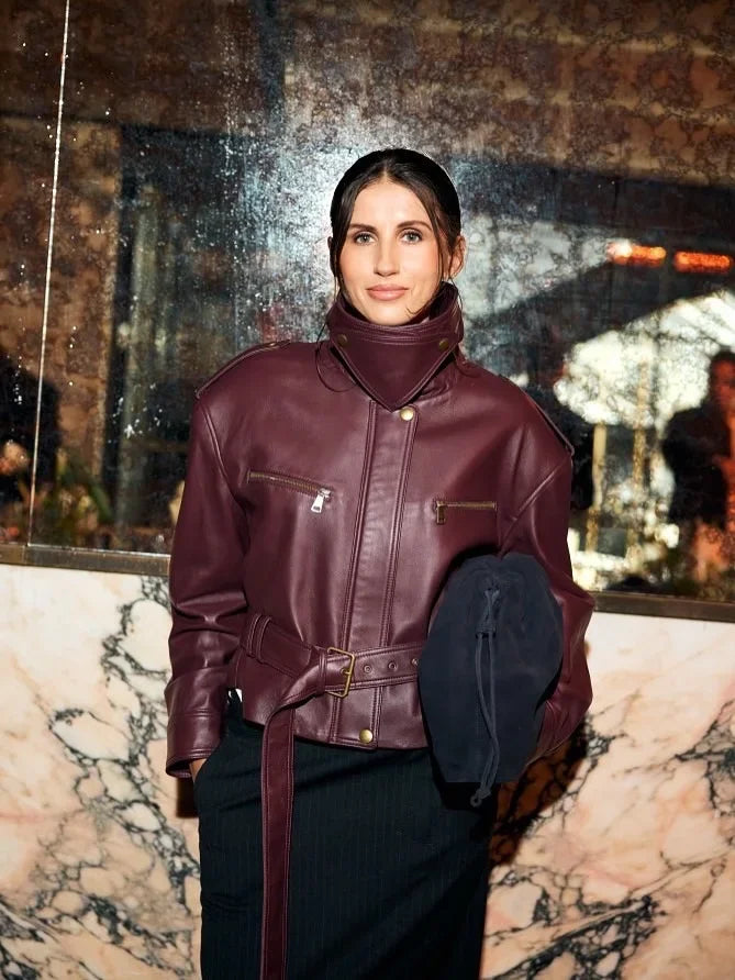 The Burgundy Cinched-Waist Jacket